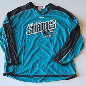 Reebok San Jose Sharks Teal and Black Long Sleeve
